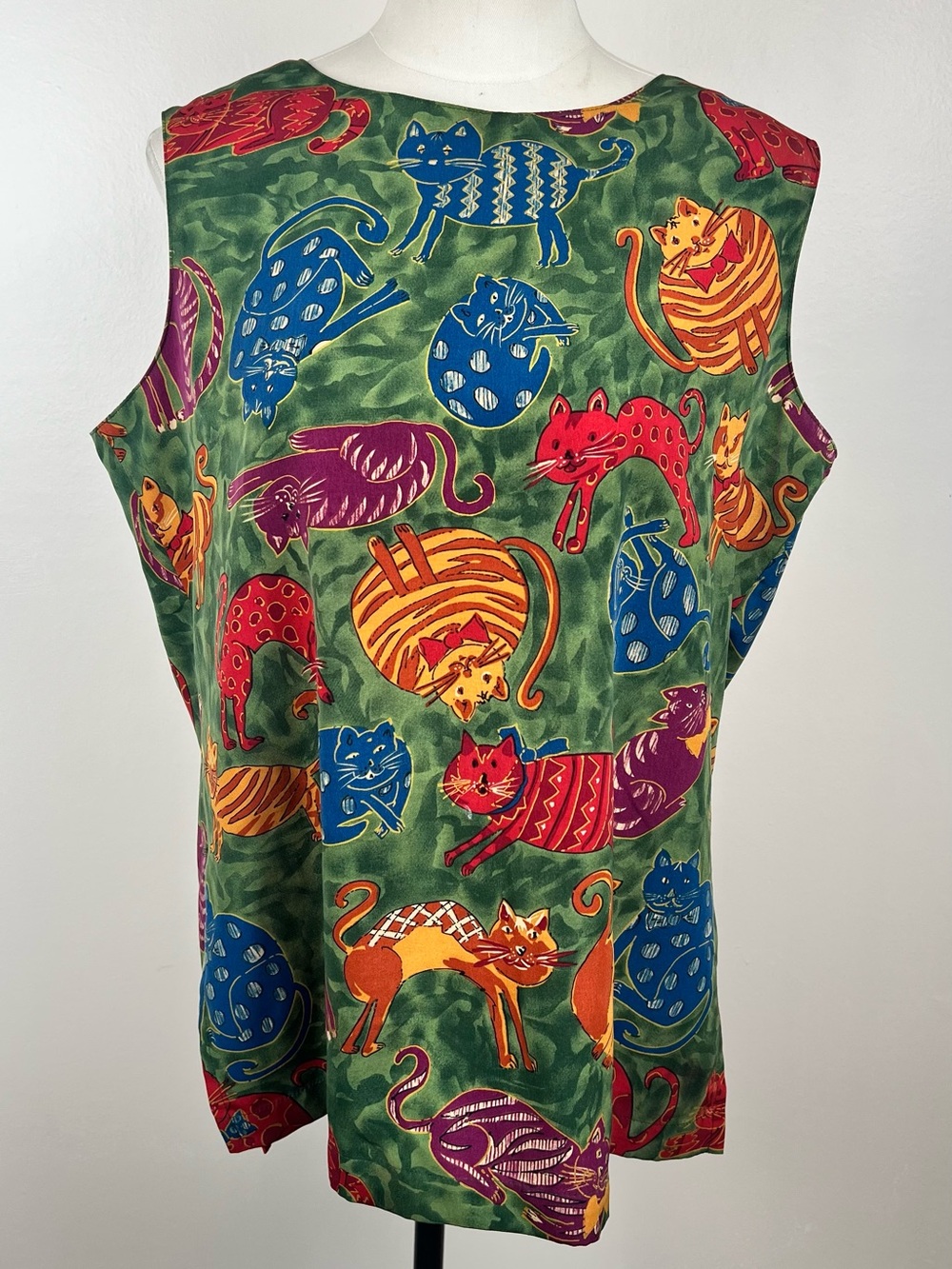 Vintage 80s 90s Patchington Cats sleeveless shell tank top medium